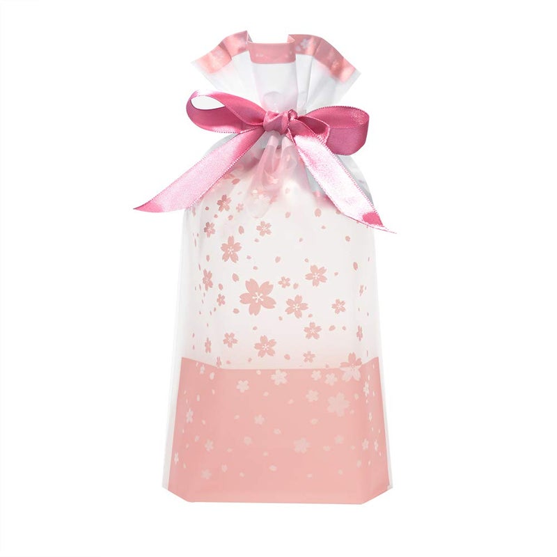 SumDirect Pink Plastic Drawstring Gift Bags - 50 Pcs 6x9 Inch Goodie Bags Cherry Blossom Party Favor Treat Bags Food Storage Bags Gift Wrapping Package - Image 1